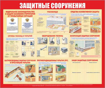 С58 Стенд защитные сооружения (1200х1000 мм, пластик ПВХ 3 мм, алюминиевый багет золотого цвета) - Стенды - Стенды по гражданской обороне и чрезвычайным ситуациям - . Магазин Znakstend.ru