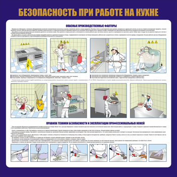 С154 Общепит. Безопасность при работе на кухне (1000х1000 мм) - Стенды - Тематические стенды - . Магазин Znakstend.ru