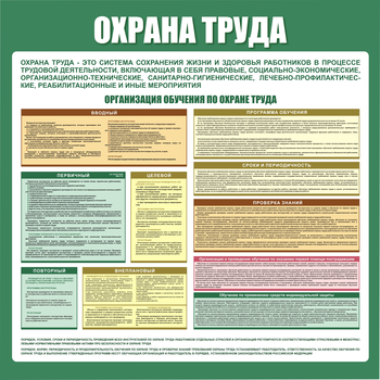 С06 Стенд организация обучения по охране труда (1000х1000 мм, пластик ПВХ 3 мм, алюминиевый багет золотого цвета) - Стенды - Стенды по охране труда - . Магазин Znakstend.ru