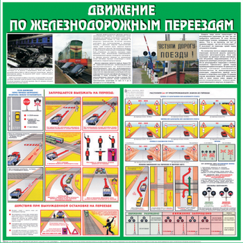 С40 Стенд движение по железнодорожным переездам (1000х1000 мм, пластик 3 мм, Прямая печать на пластик) - Стенды - Стенды по безопасности дорожного движения - . Магазин Znakstend.ru