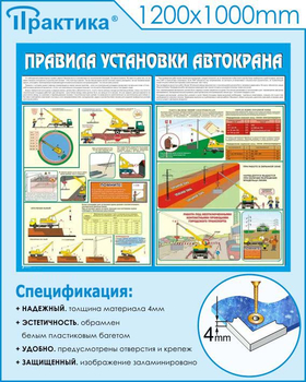 C33 Стенд правила установки автокранов (1200х1000 мм, пластик ПВХ 3мм, Прямая печать на пластик) - Стенды - Тематические стенды - . Магазин Znakstend.ru