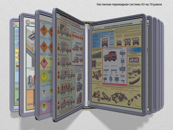 Настенная перекидная система а3 на 10 рамок (серый) - Перекидные системы для плакатов, карманы и рамки - Настенные перекидные системы - . Магазин Znakstend.ru