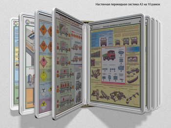 Настенная перекидная система а3 на 10 рамок (белая) - Перекидные системы для плакатов, карманы и рамки - Настенные перекидные системы - . Магазин Znakstend.ru